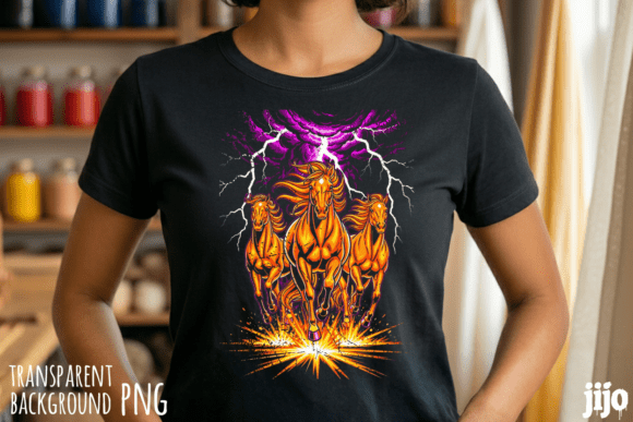 Download Horses Lightning Storm Powerful PNG - Premium Resources